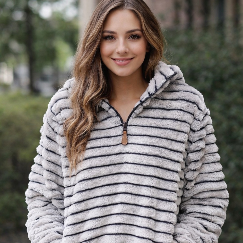 Soft fluffy pullover jacket